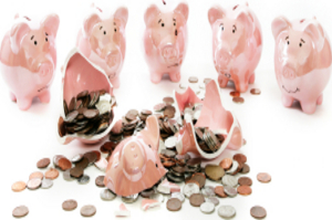 Broken piggy bank