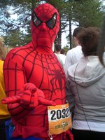 `Spiderman' preparing to run the 5K